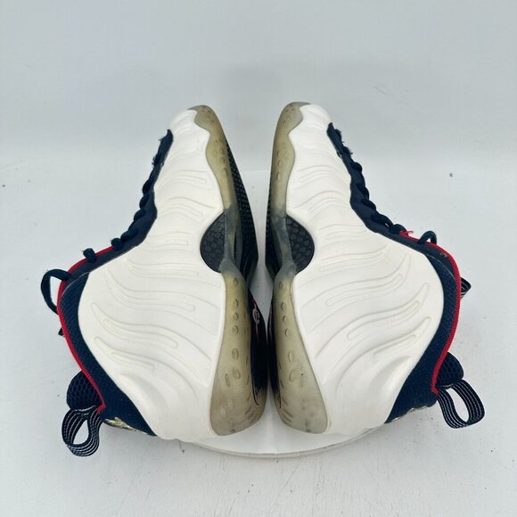 Nike Air Foamposite One Prm Men Size 10.5 575420-400 White Navy Blue Red Shoes - Picture 6 of 11